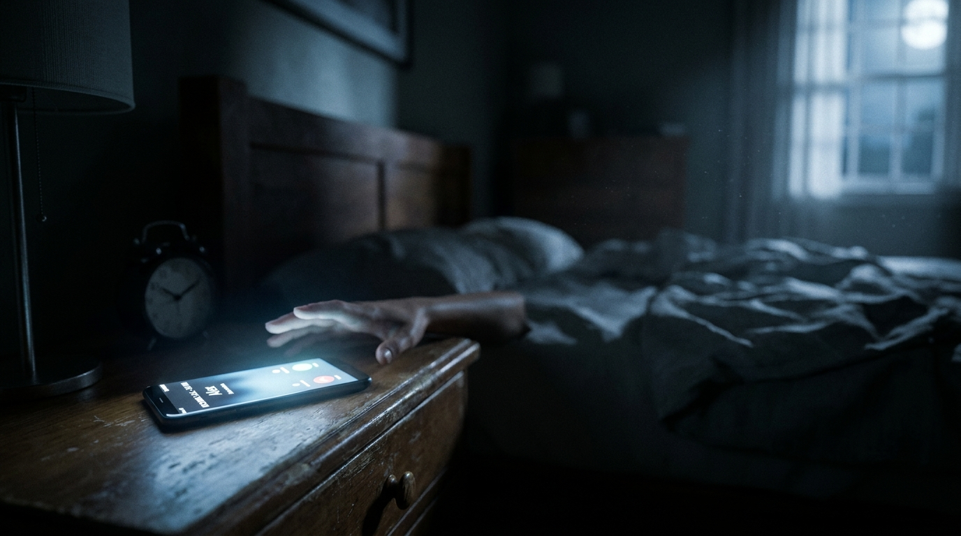 A phone ringing at night