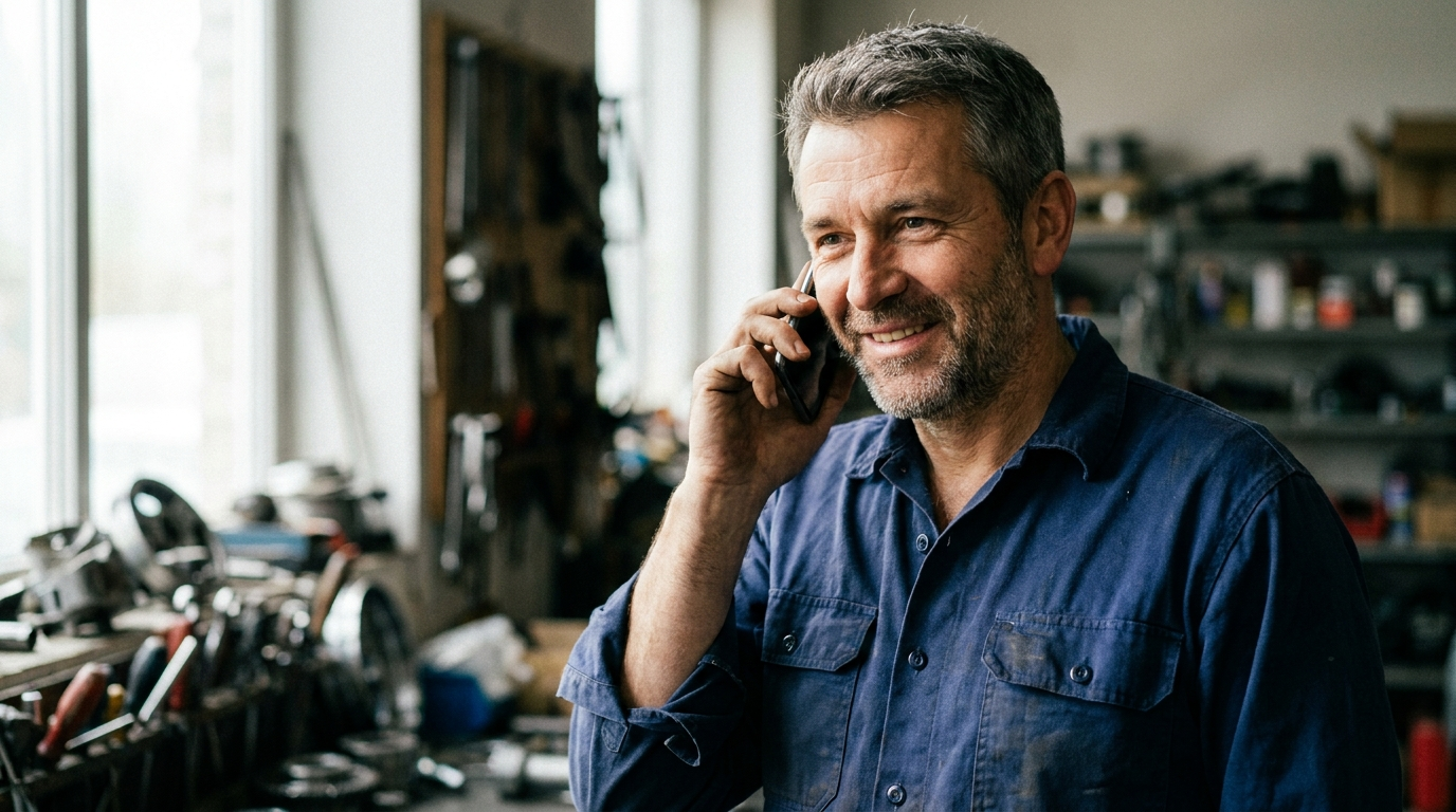 Tradesperson speaking on the phone