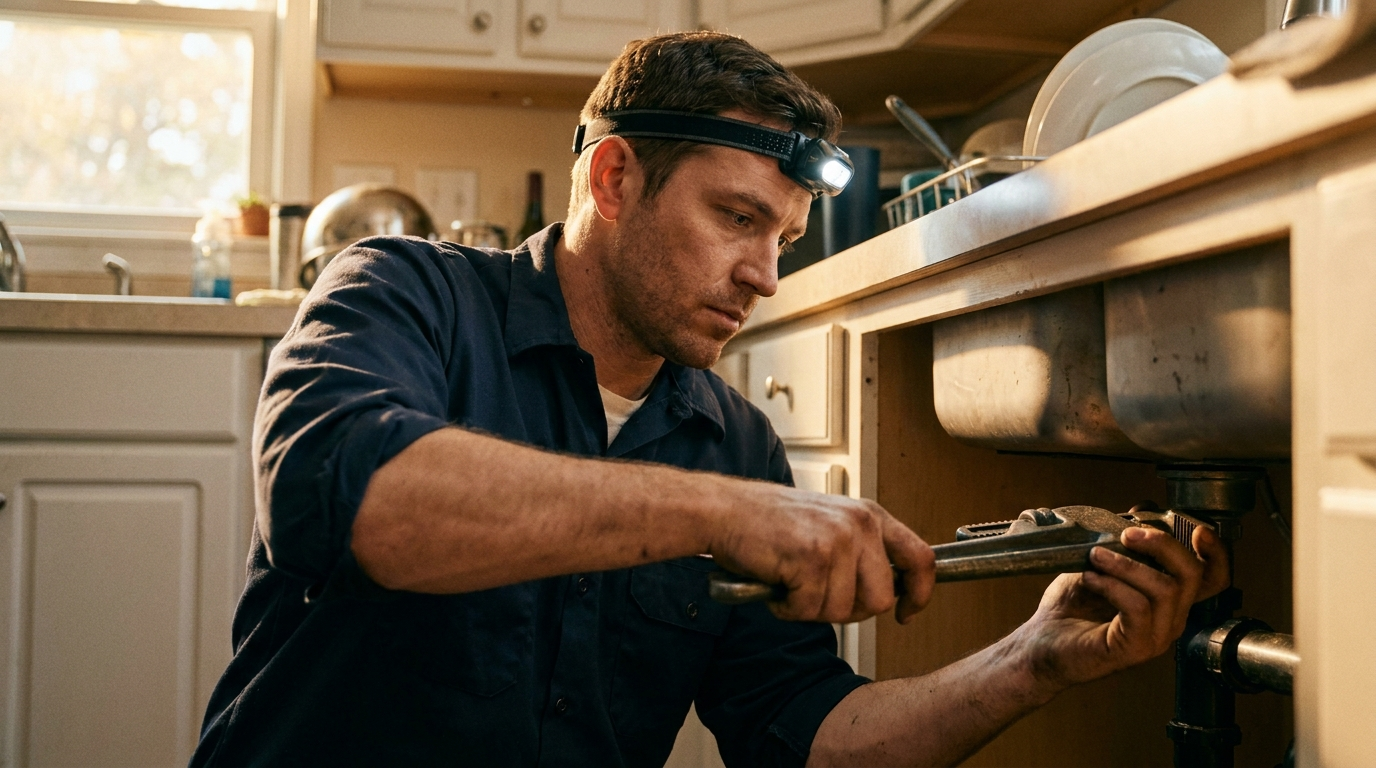 Plumber at work